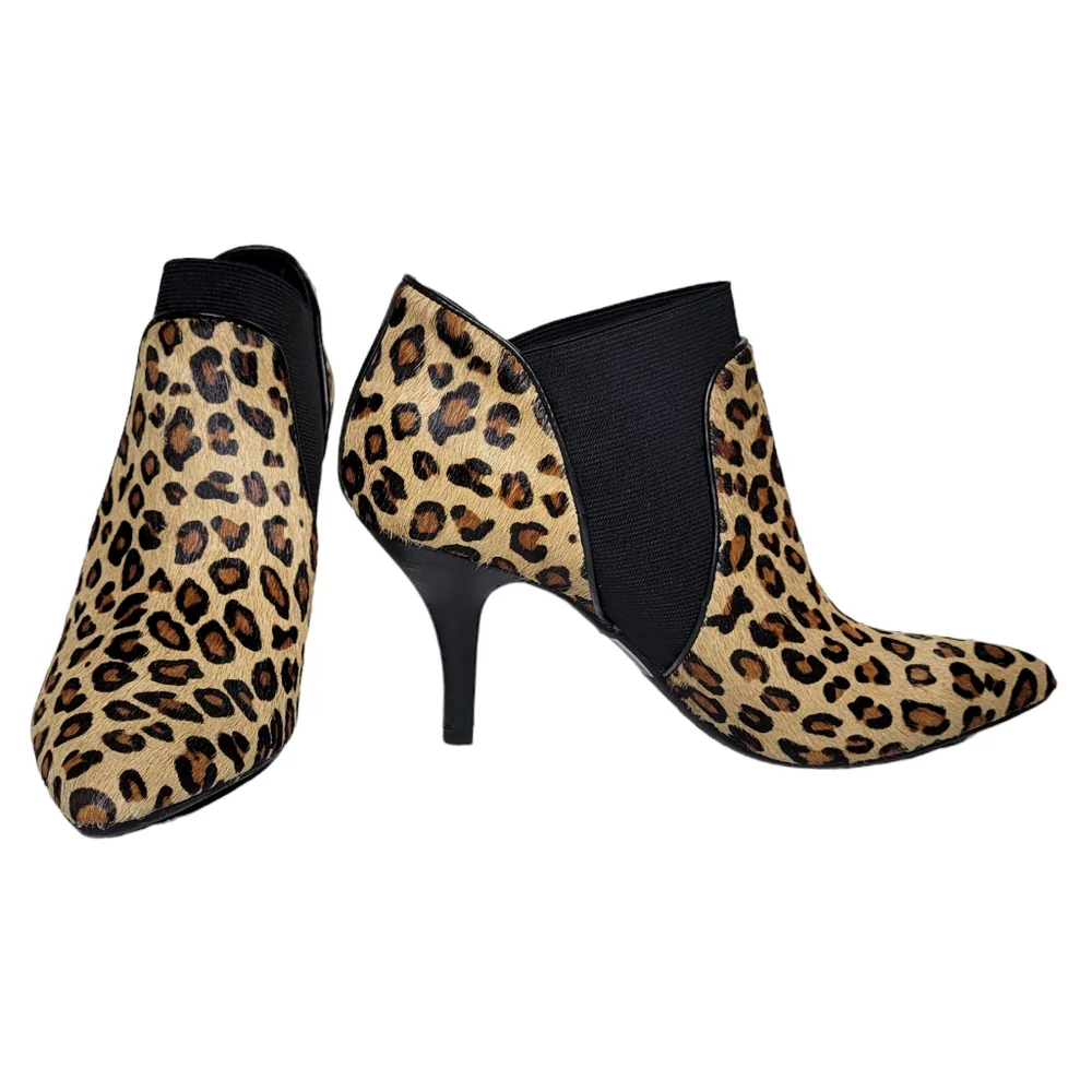 Vaneli Womens Karee Calf Hair High Heeled Ankle Boots Brown Leopard Size 8.5 NEW